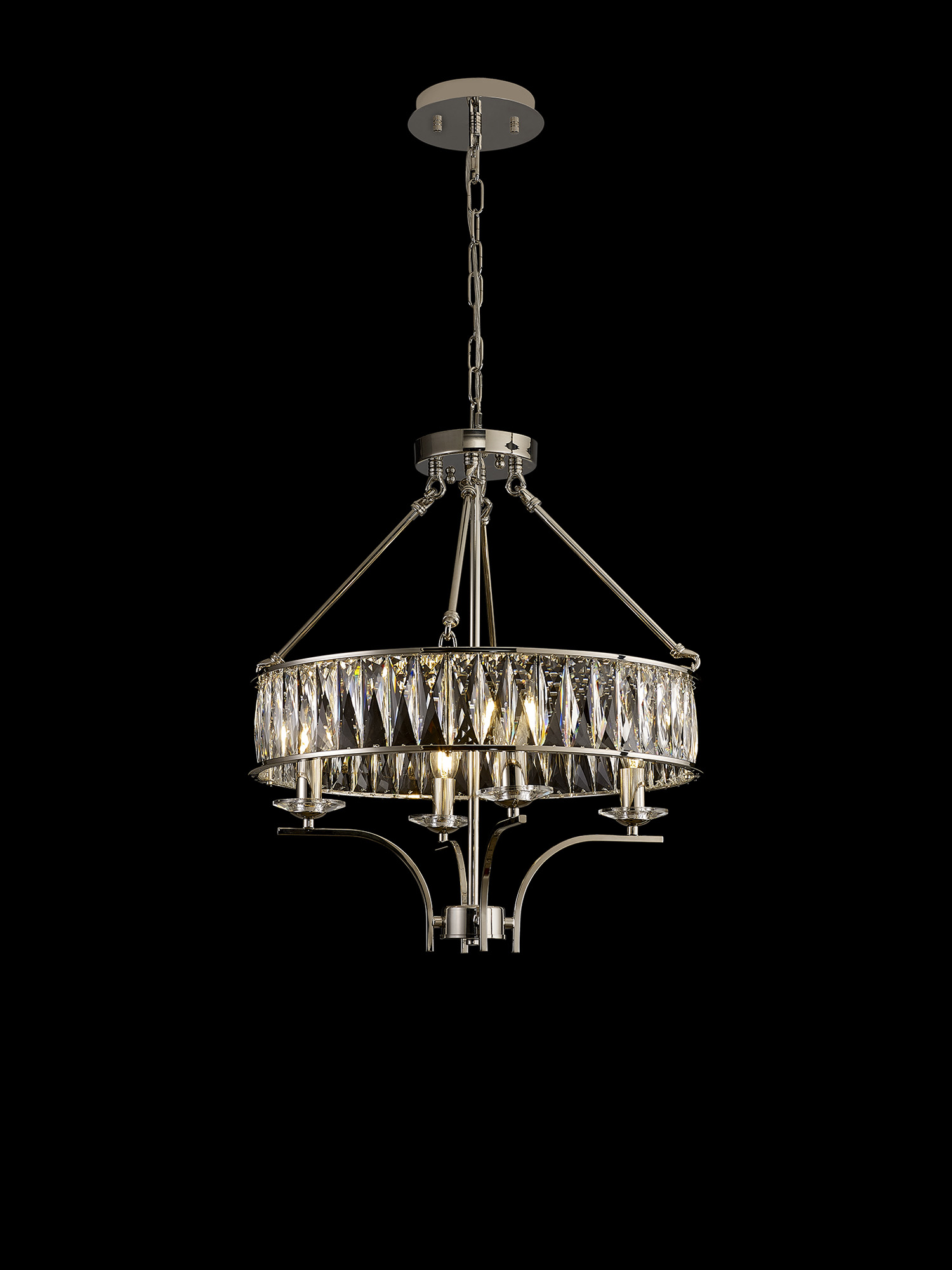 IL31818  Vivienne Crystal Pendant/Semi Ceiling 4 Light Polished Nickel